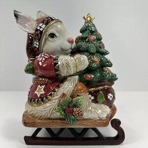 Fitz and Floyd Christmas Lodge Rabbit Lidded Box